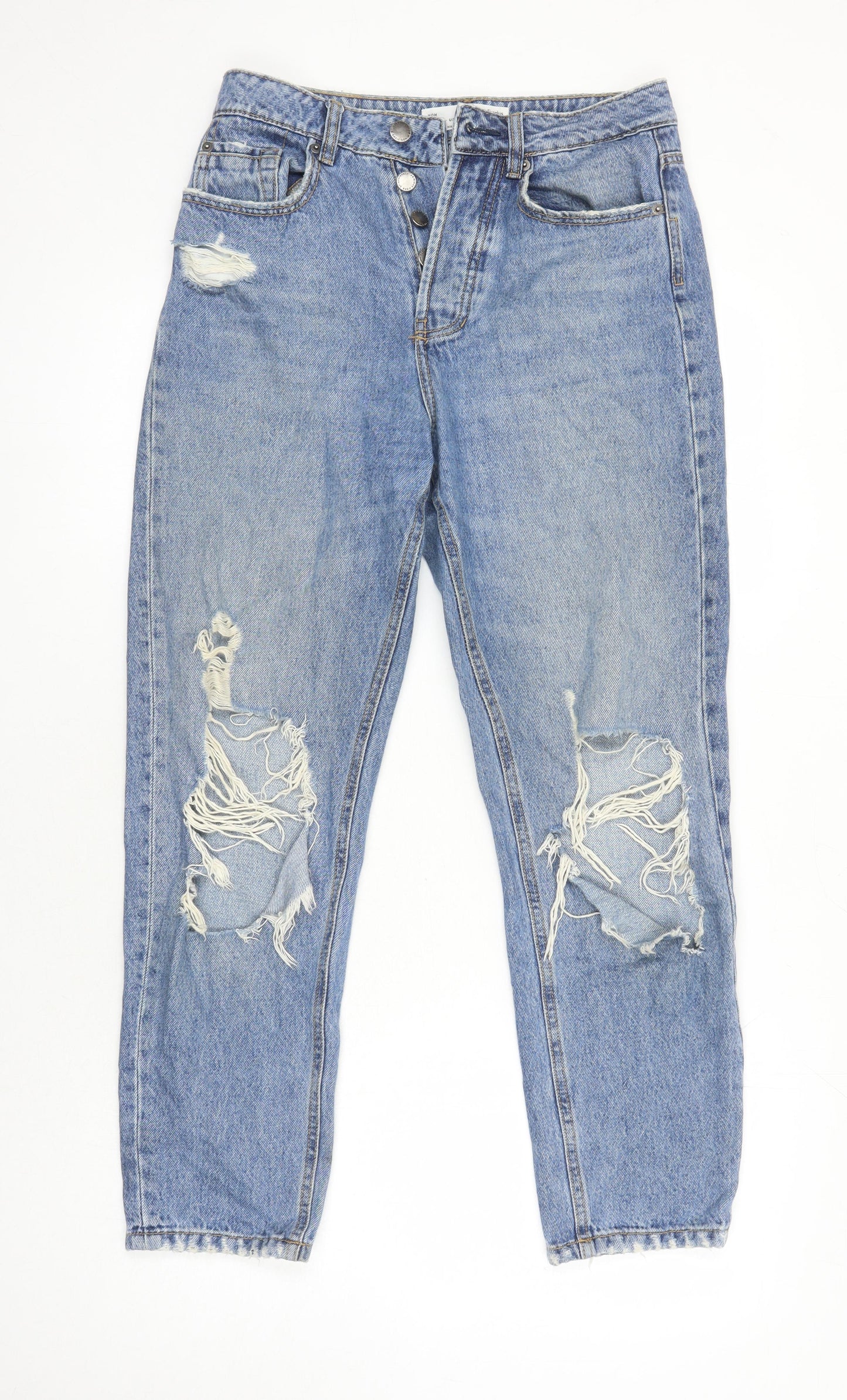 Womens UK Size 8 Stradivarius Relaxed Fit Mom Blue Jeans