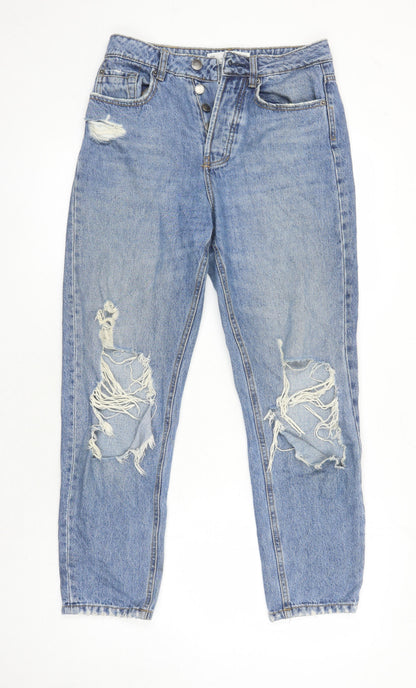 Womens UK Size 8 Stradivarius Relaxed Fit Mom Blue Jeans