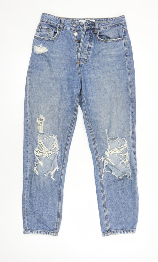 Womens UK Size 8 Stradivarius Relaxed Fit Mom Blue Jeans