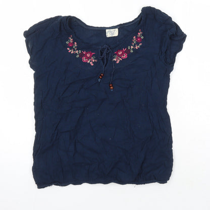 Womens UK Size 14 BHS Blue Tunic Blouse