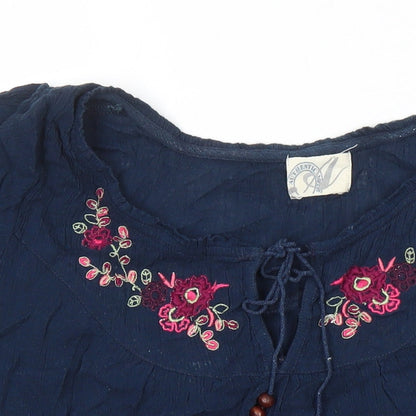 Womens UK Size 14 BHS Blue Tunic Blouse