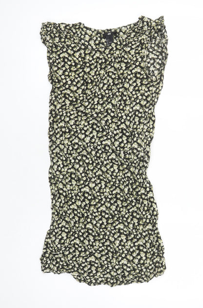 H&M Womens Multicoloured Floral Viscose Shift Size 6 Boat Neck
