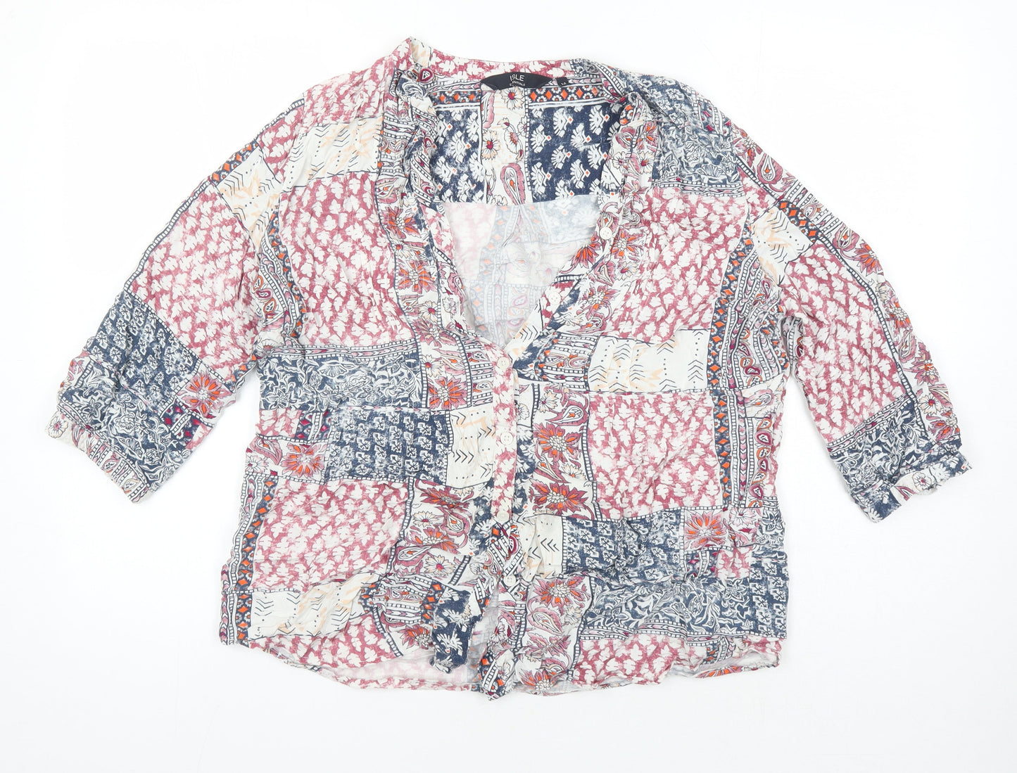 Womens UK Size 14 Isle Essentials Multicoloured Tunic Blouse