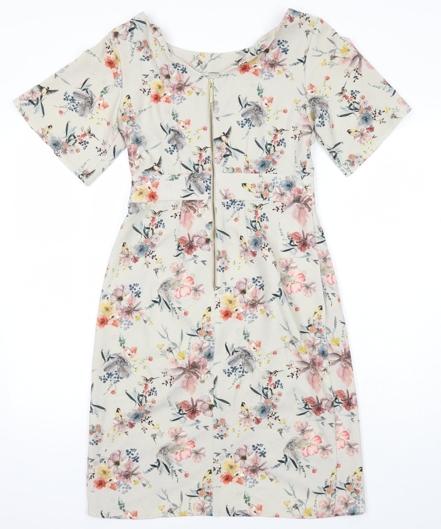 Closet Womens Multicoloured Floral Polyester Pencil Dress Size 10 Boat Neck