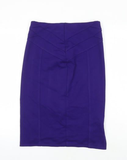 Marks and Spencer Womens Purple Herringbone Polyester Straight & Pencil Skirt Size 12