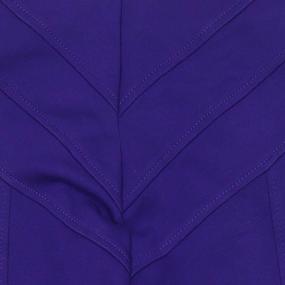 Marks and Spencer Womens Purple Herringbone Polyester Straight & Pencil Skirt Size 12