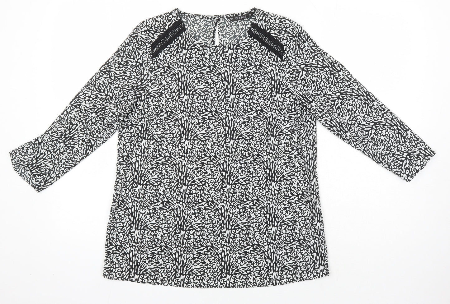 Dunnes Womens Ivory Geometric Polyester Tunic Blouse Size XS Round Neck