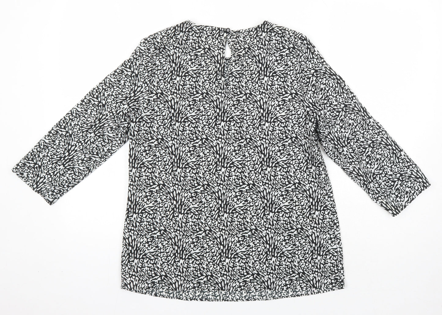 Dunnes Womens Ivory Geometric Polyester Tunic Blouse Size XS Round Neck