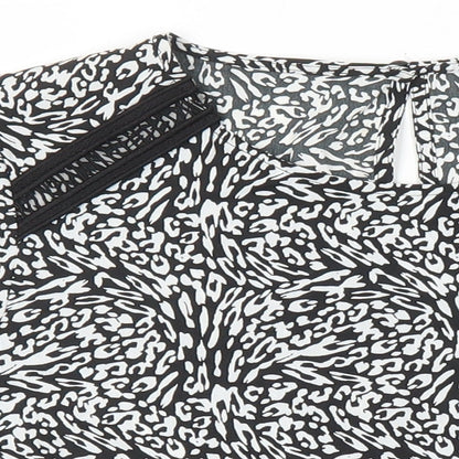 Dunnes Womens Ivory Geometric Polyester Tunic Blouse Size XS Round Neck