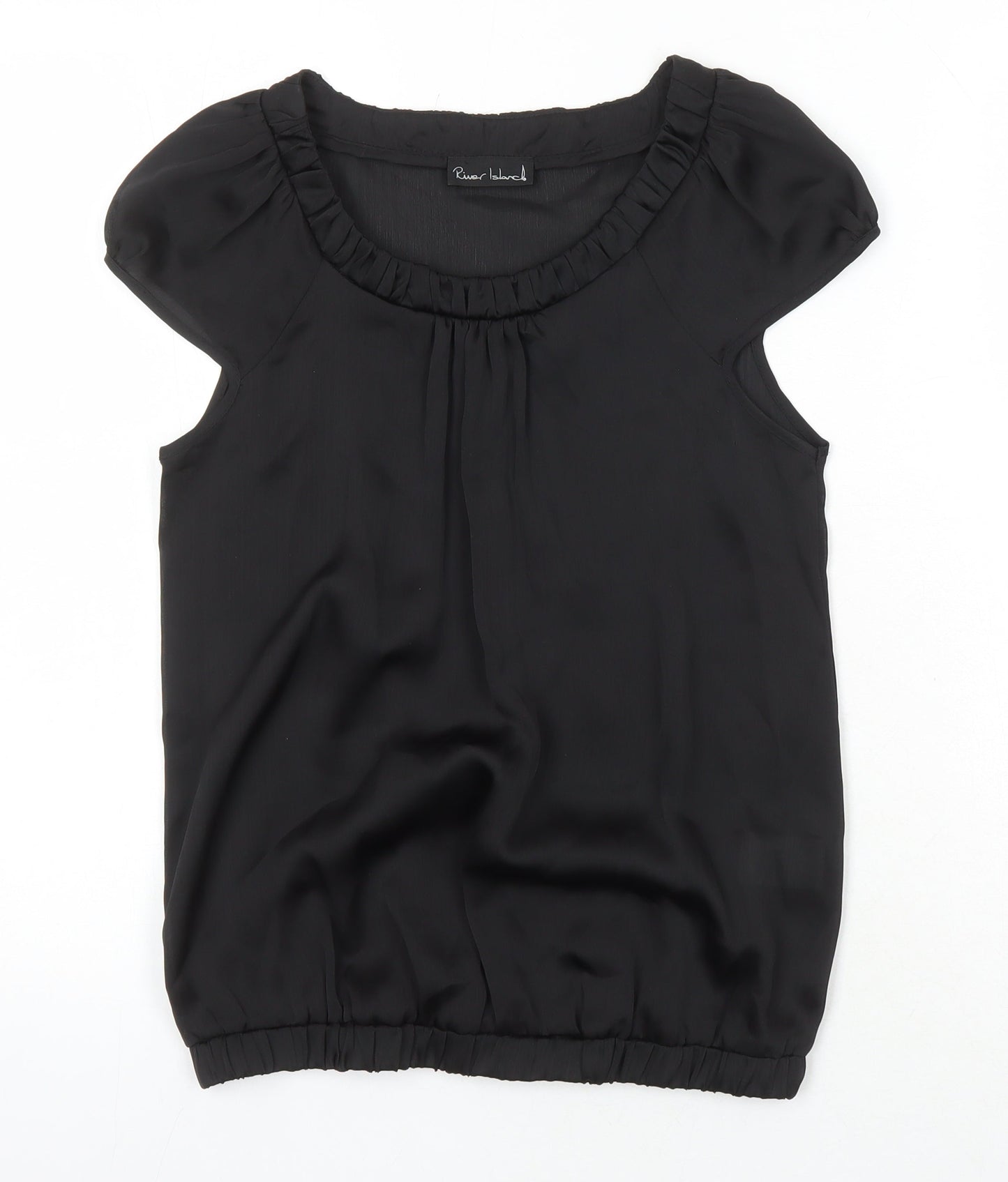 Womens UK Size 8 River Island Black Tunic Blouse