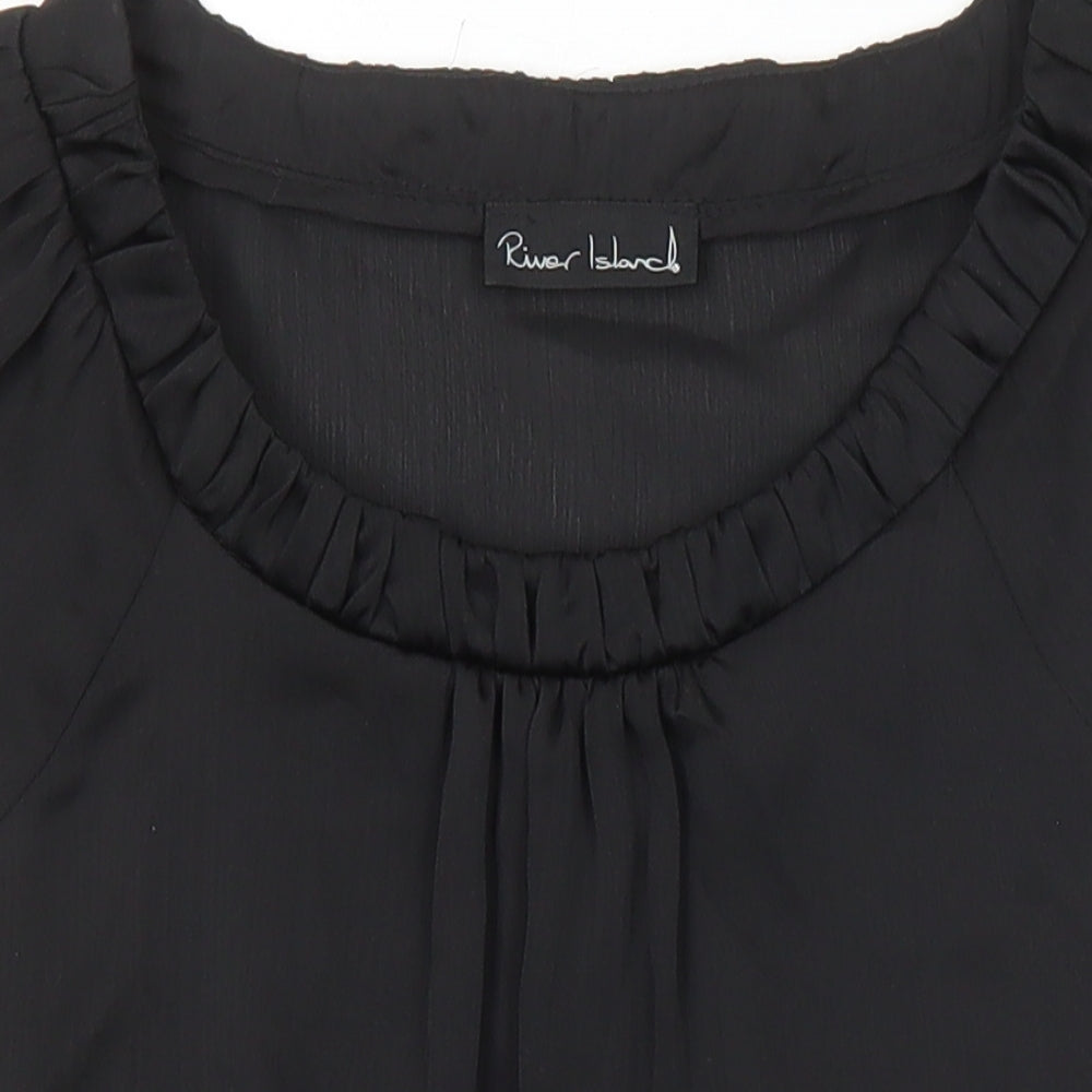 Womens UK Size 8 River Island Black Tunic Blouse