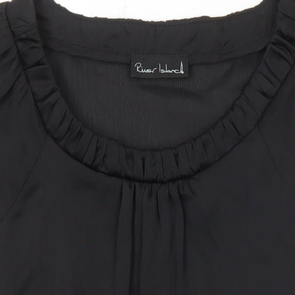 Womens UK Size 8 River Island Black Tunic Blouse