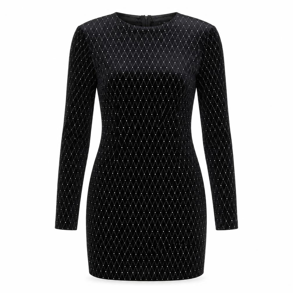 Boohoo Womens Black Geometric Polyester Bodycon Size 12 Round Neck
