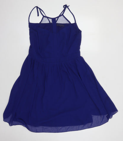 Girls On Film Womens Blue Polyester Fit & Flare Size 16 Square Neck