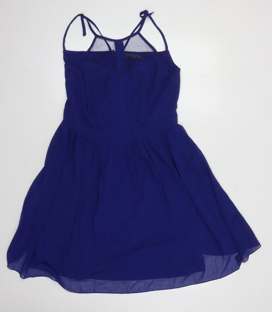 Girls On Film Womens Blue Polyester Fit & Flare Size 16 Square Neck