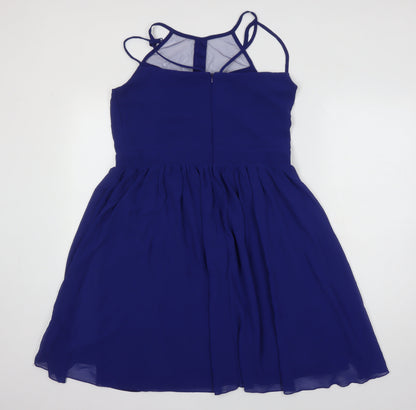 Girls On Film Womens Blue Polyester Fit & Flare Size 16 Square Neck