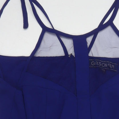 Girls On Film Womens Blue Polyester Fit & Flare Size 16 Square Neck