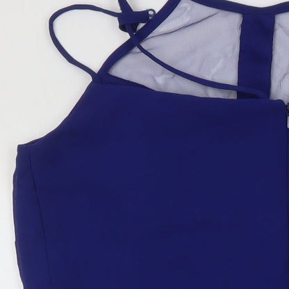Girls On Film Womens Blue Polyester Fit & Flare Size 16 Square Neck