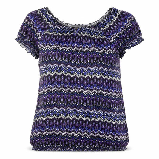 Bonmarché Womens Multicoloured Geometric Polyester Tunic Blouse Size 14 Boat Neck - Elasticated Waist
