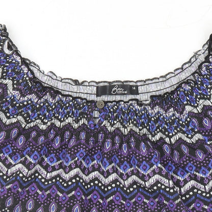Womens UK Size 14 BM Casual Multicoloured Tunic Blouse