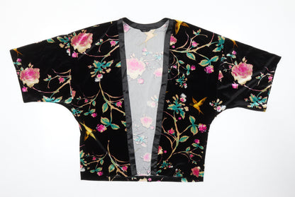 M&Co Womens Multicoloured Floral Polyester Kimono Blouse Size 12 V-Neck