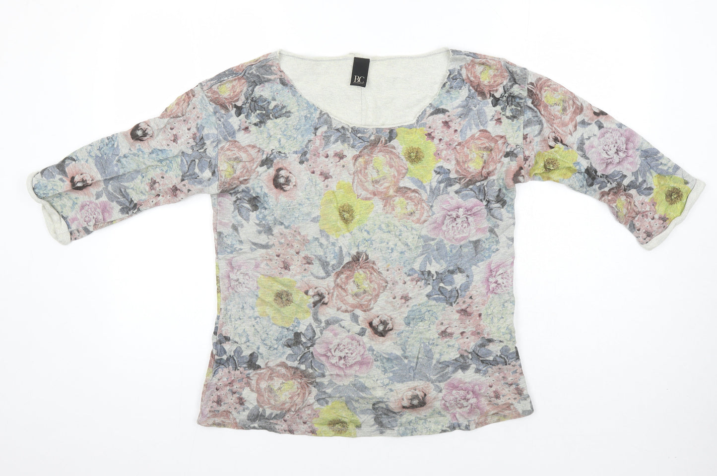 B.C. Best Connections Womens Multicoloured Floral 100% Cotton Tunic Blouse Size 12 Scoop Neck