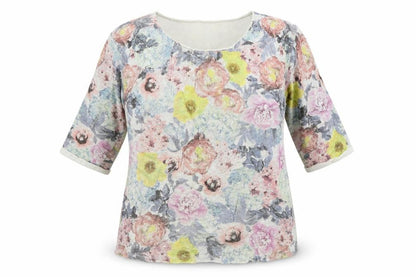B.C. Best Connections Womens Multicoloured Floral 100% Cotton Tunic Blouse Size 12 Scoop Neck
