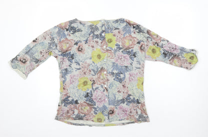 B.C. Best Connections Womens Multicoloured Floral 100% Cotton Tunic Blouse Size 12 Scoop Neck