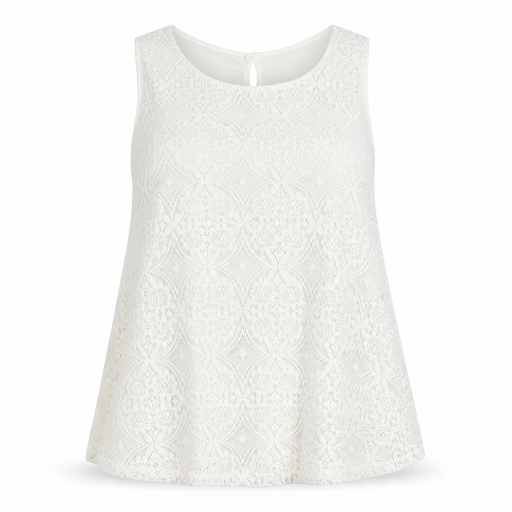 Next Womens Ivory Polyester Tunic Blouse Size 20 Boat Neck - Lace Overlay