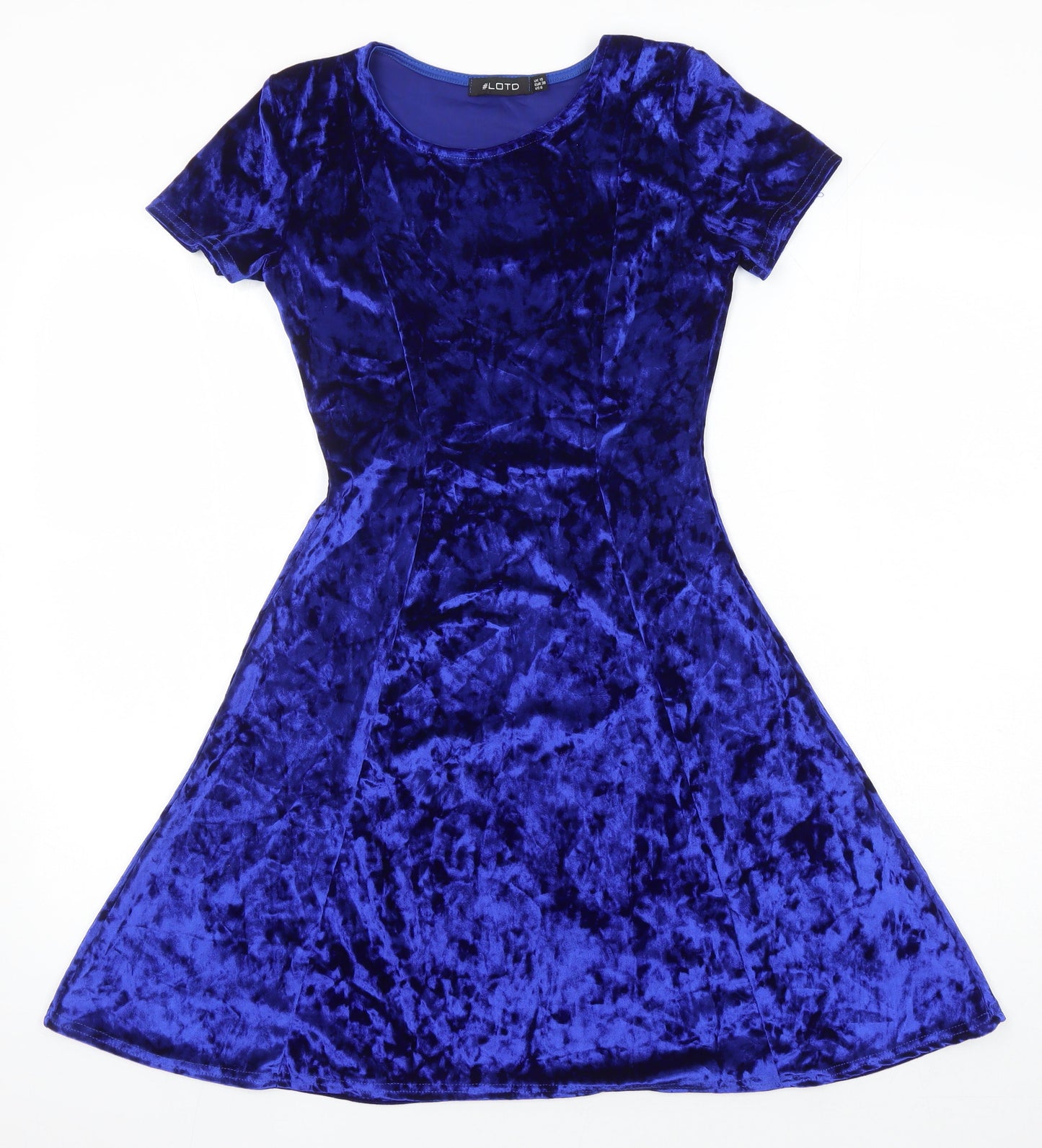 Look of The Day Womens Blue Polyester Fit & Flare Size 10 Round Neck