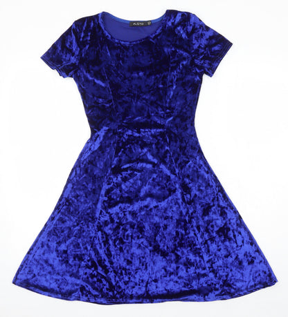 Look of The Day Womens Blue Polyester Fit & Flare Size 10 Round Neck