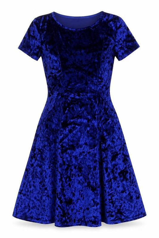 Look of The Day Womens Blue Polyester Fit & Flare Size 10 Round Neck