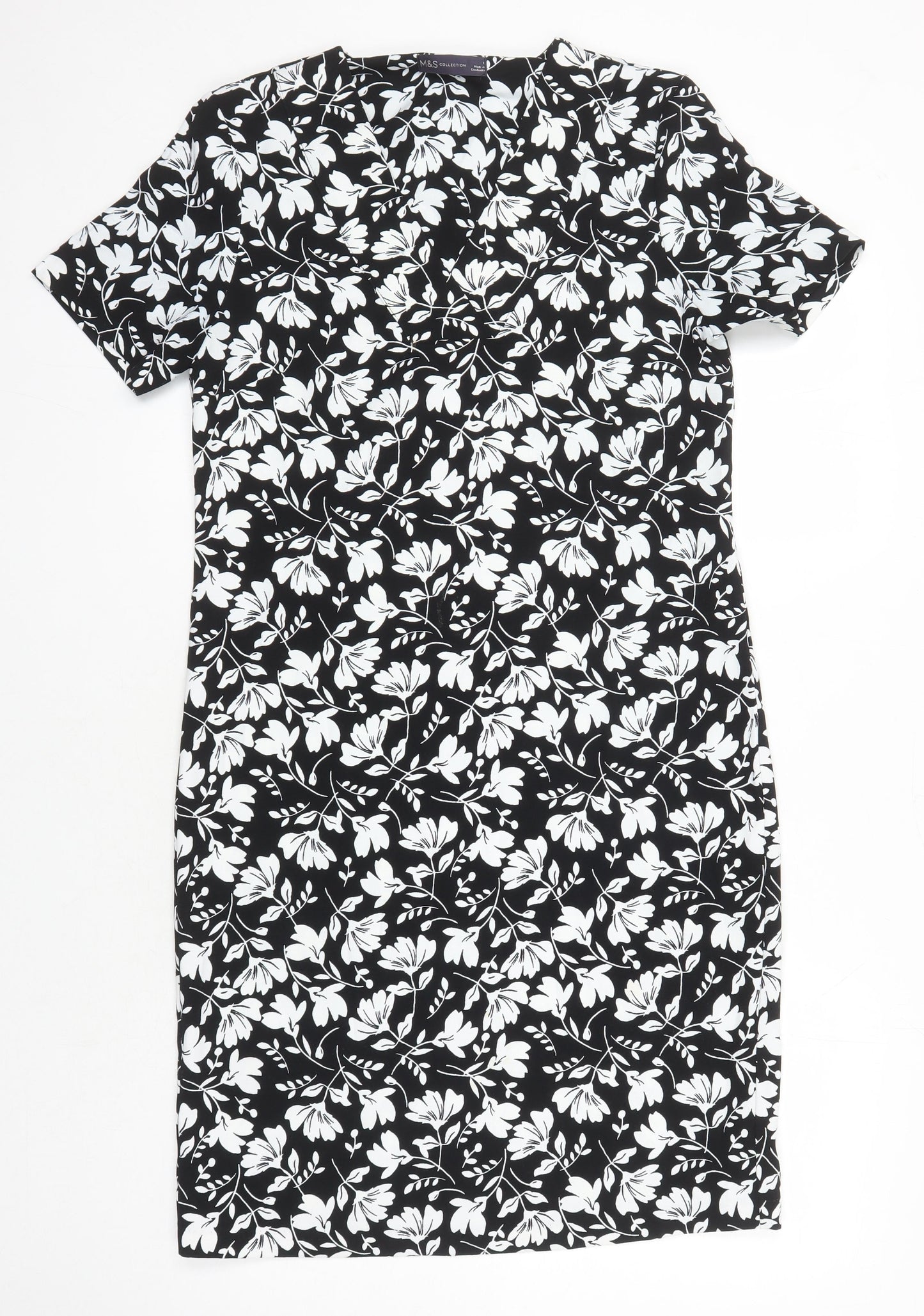 M&S Womens Multicoloured Floral Polyester Shift Size 8 Sweetheart