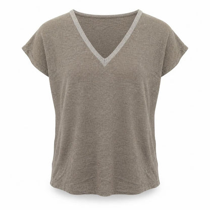 Mango Womens Gold Viscose Basic Tank Size M V-Neck