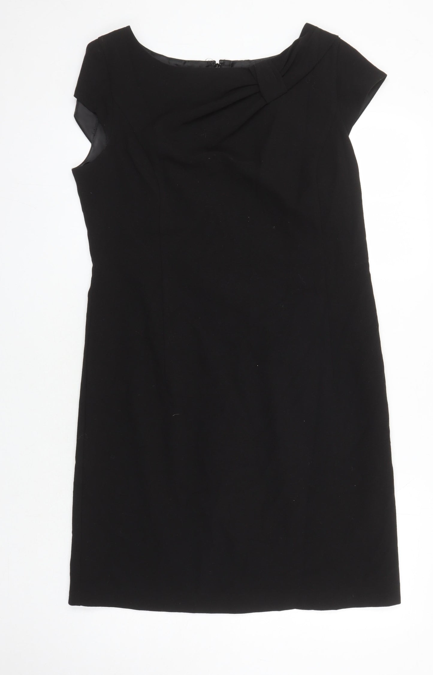 M&S Womens Black Polyester Shift Size 16 Boat Neck