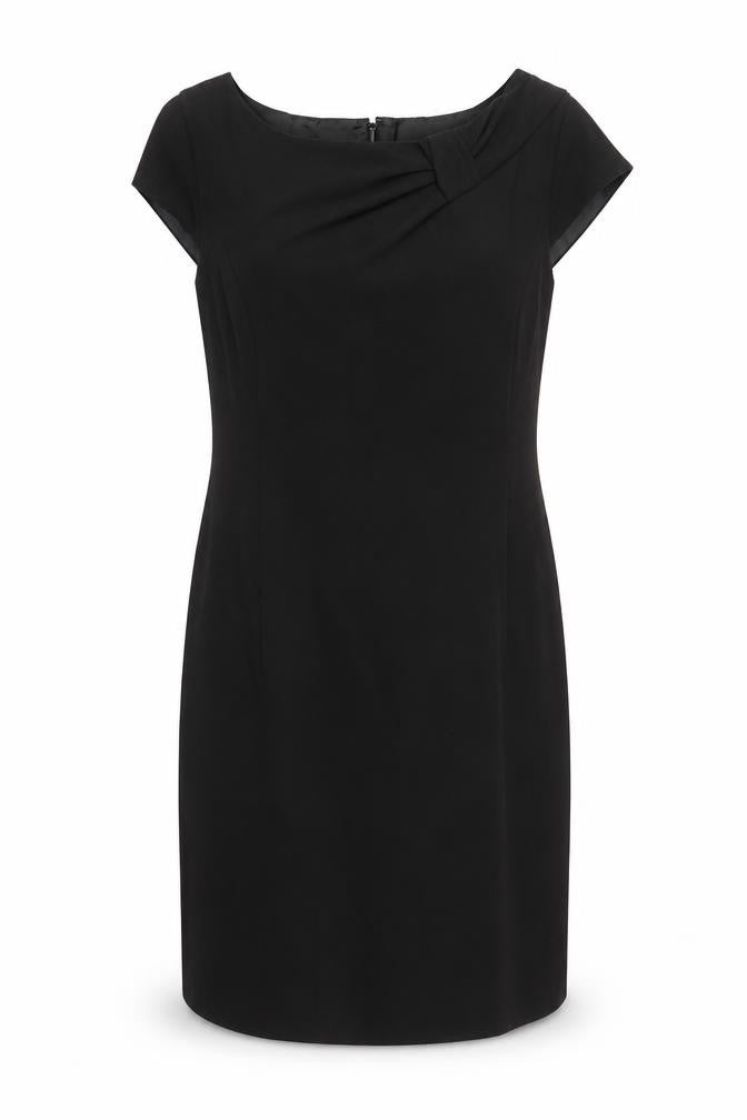 M&S Womens Black Polyester Shift Size 16 Boat Neck