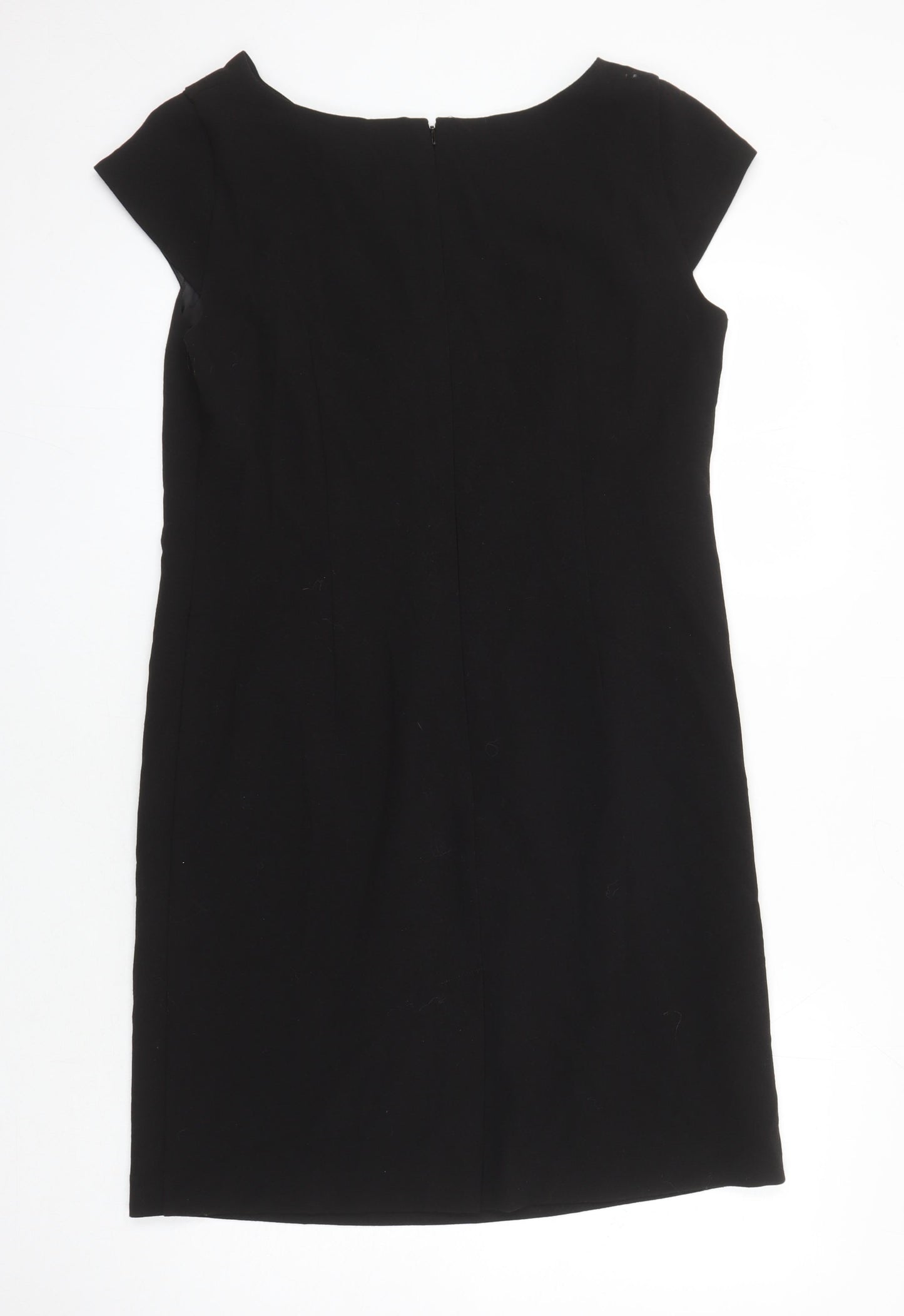 M&S Womens Black Polyester Shift Size 16 Boat Neck