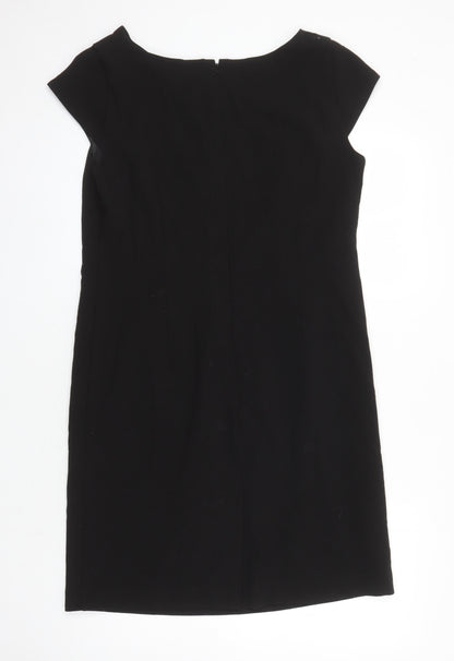 M&S Womens Black Polyester Shift Size 16 Boat Neck
