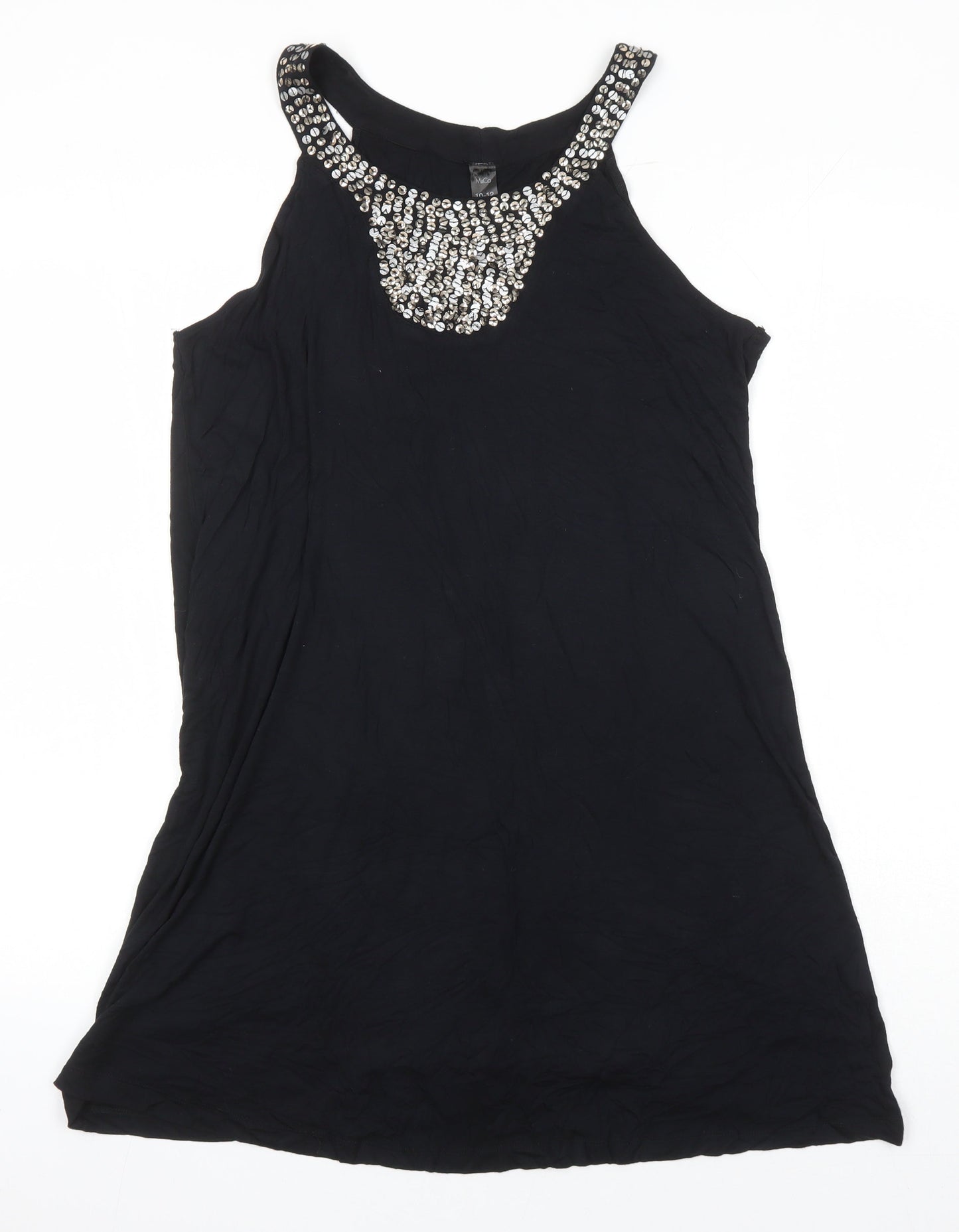 Womens UK Size 10 M&Co Black Tunic Tank