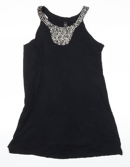 Womens UK Size 10 M&Co Black Tunic Tank