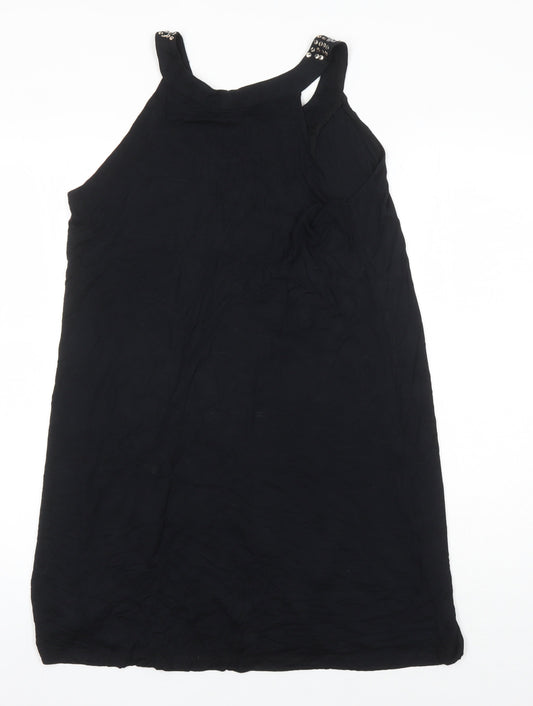 M&Co Womens Black Viscose Tunic Tank Size 10 Boat Neck - Sequin Detail