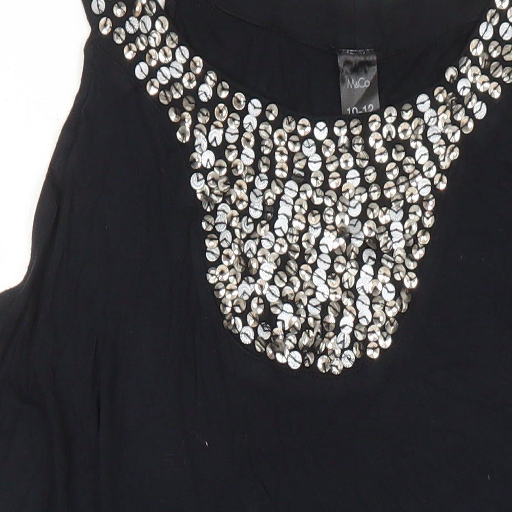 Womens UK Size 10 M&Co Black Tunic Tank