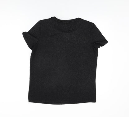 NEXT Womens Black Polyester Basic T-Shirt Size 12 Round Neck