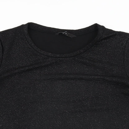 NEXT Womens Black Polyester Basic T-Shirt Size 12 Round Neck
