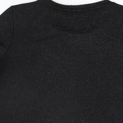 NEXT Womens Black Polyester Basic T-Shirt Size 12 Round Neck