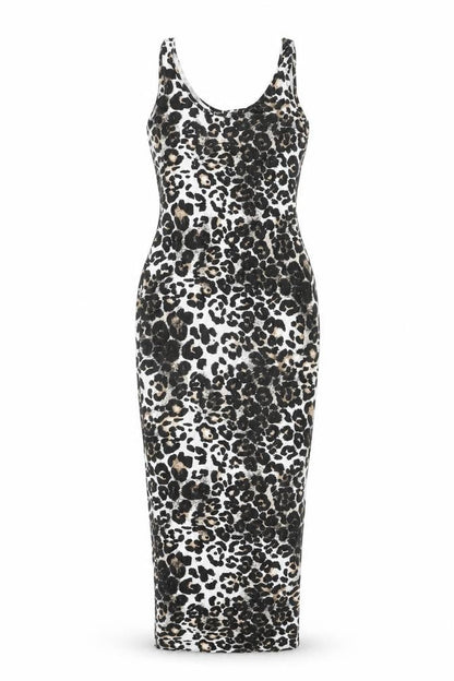 Boohoo Womens White Animal Print Polyester Bodycon Size 6 Scoop Neck Pullover