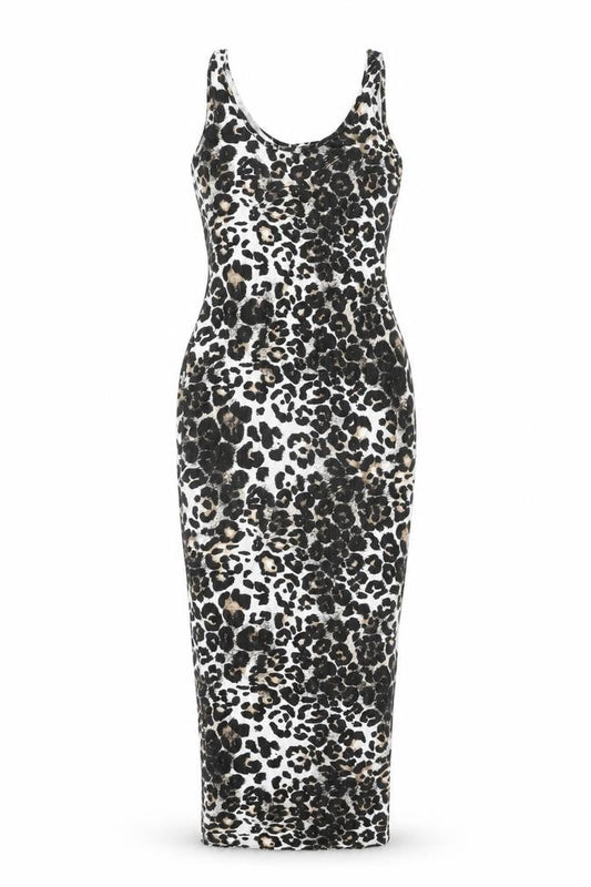 Boohoo Womens White Animal Print Polyester Bodycon Size 6 Scoop Neck Pullover