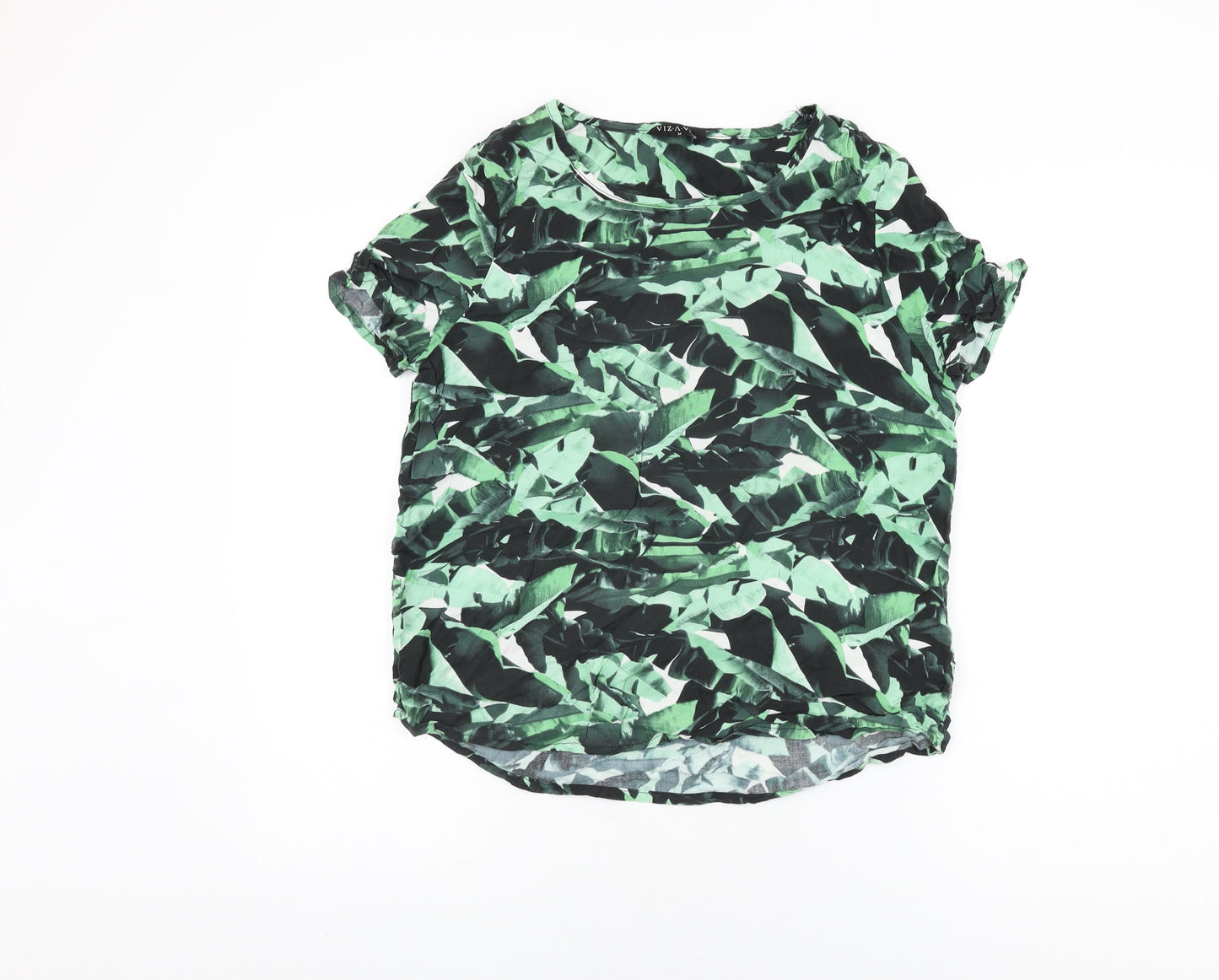 Womens UK Size M Viz-A-Viz Green Basic T-Shirt