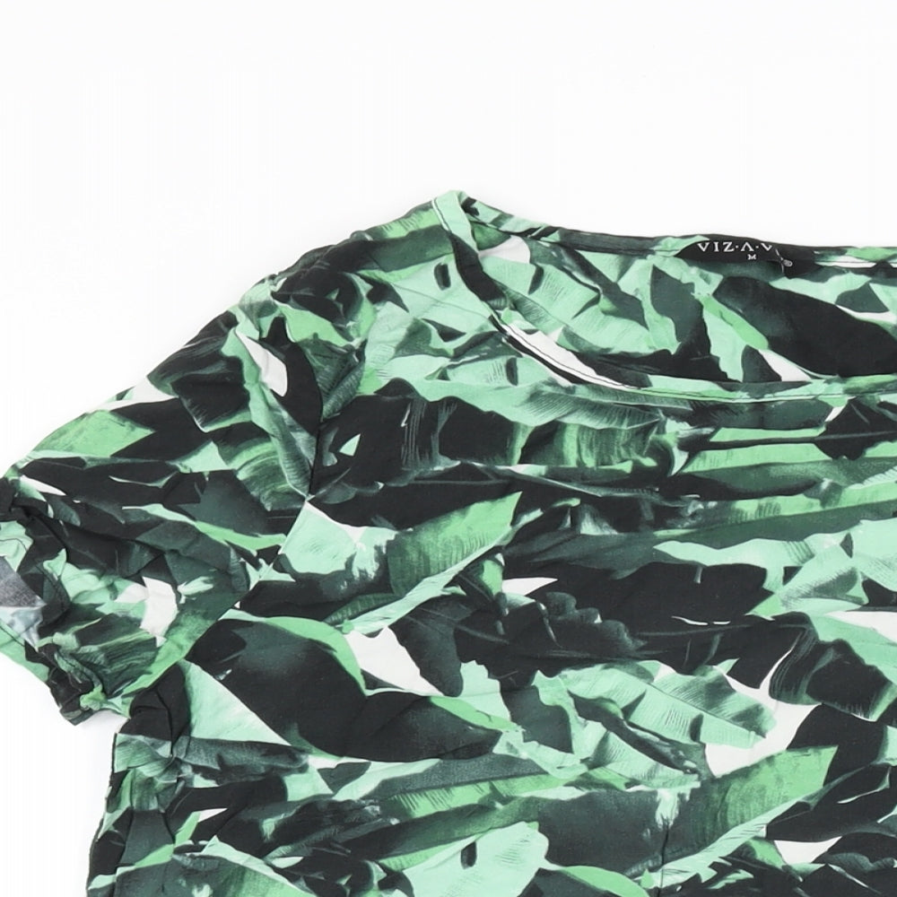 Womens UK Size M Viz-A-Viz Green Basic T-Shirt