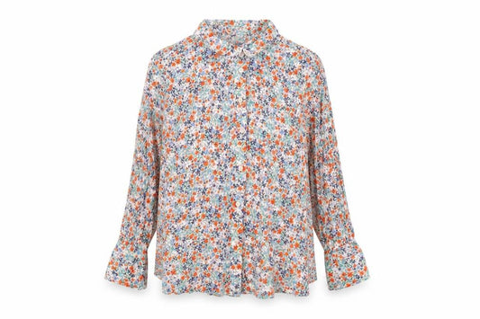 Marks & Spencer Womens Multicoloured Floral Viscose Basic Button-Up Size 14 Collared